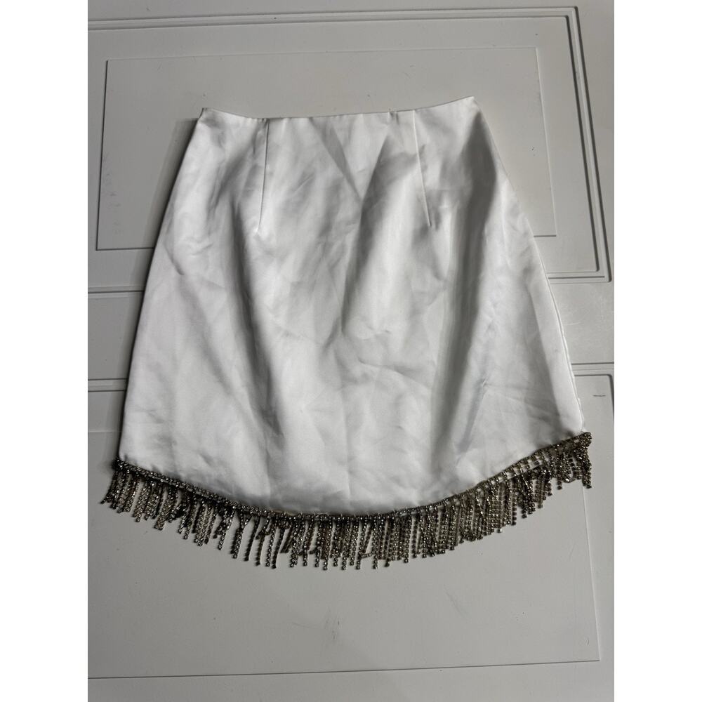 Heiress Beverly Hills NWT White Satin Tassel Mini Dress Size XS